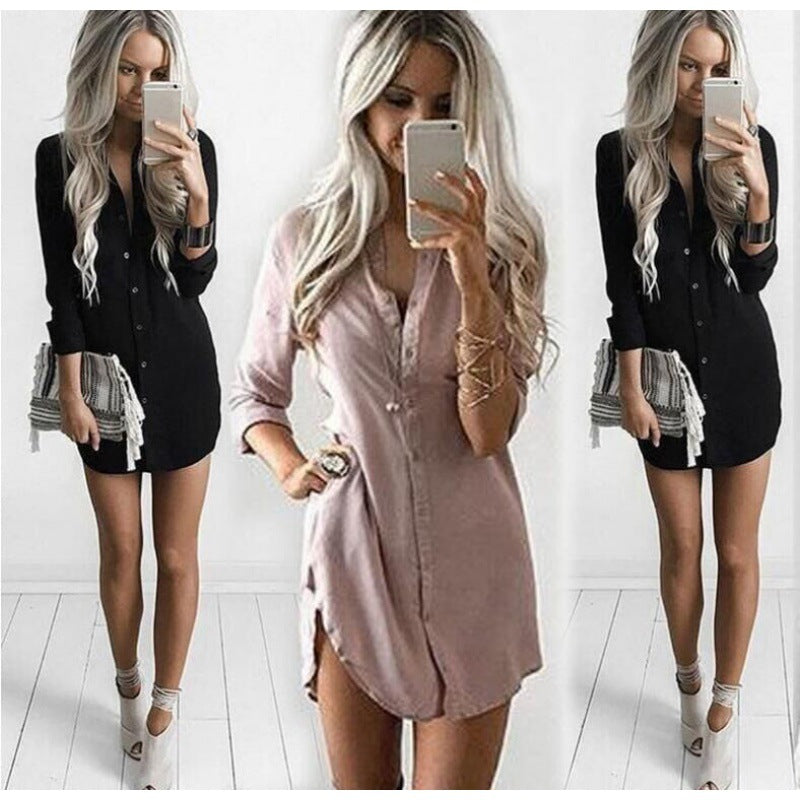 Damen Hemdblusenkleid mit modischen Knopfdetails und legerem Schnitt Drune