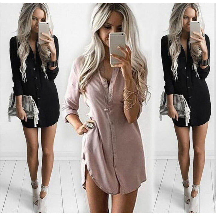 Damen Hemdblusenkleid mit modischen Knopfdetails und legerem Schnitt Drune