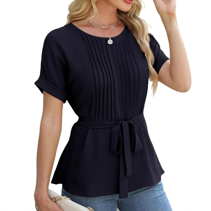 Damen Bluse mit Rüschendetails und seitlichem Gürtel Drune