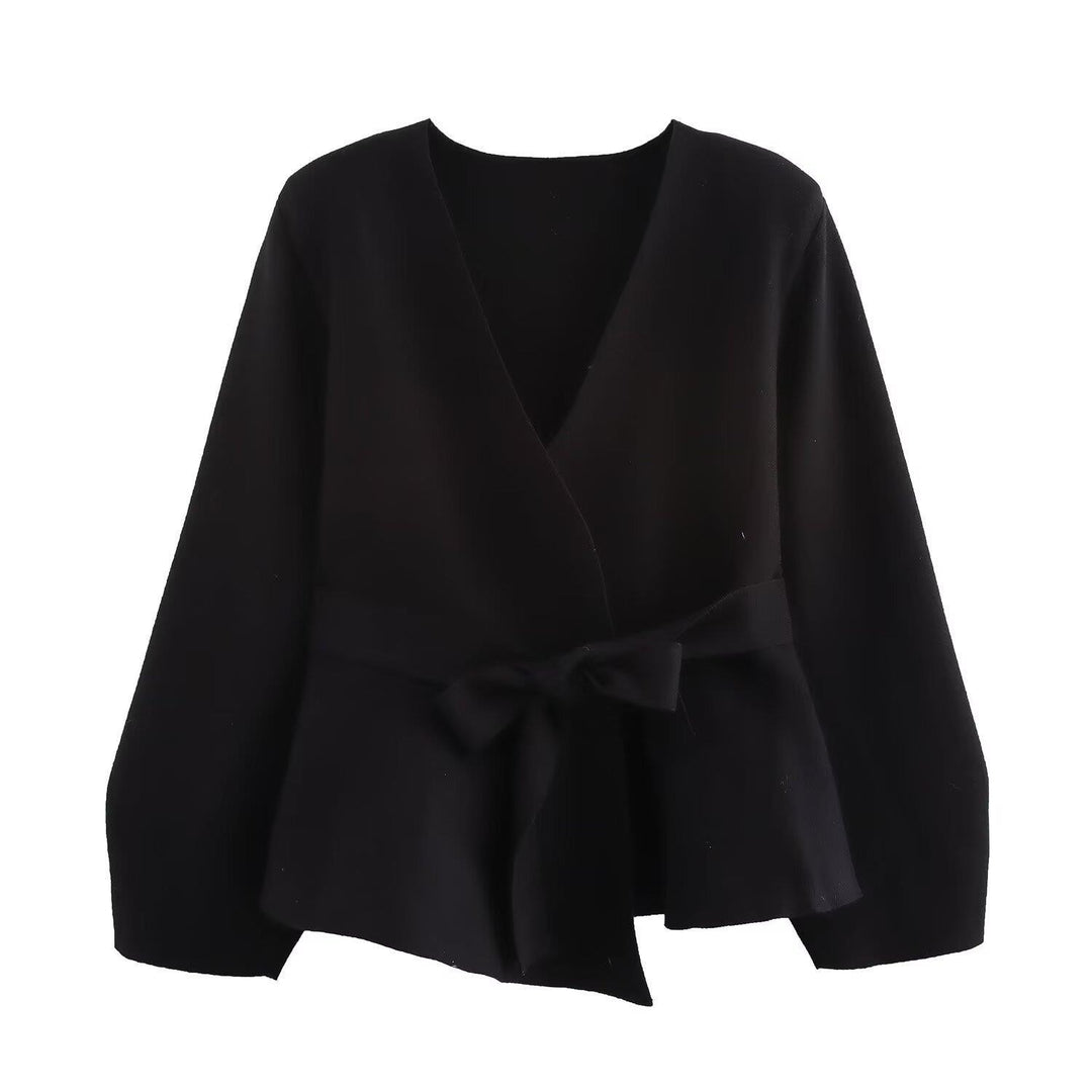 Damen Wickeljacke mit eleganter Taillierung und Bogenmotiv Drune