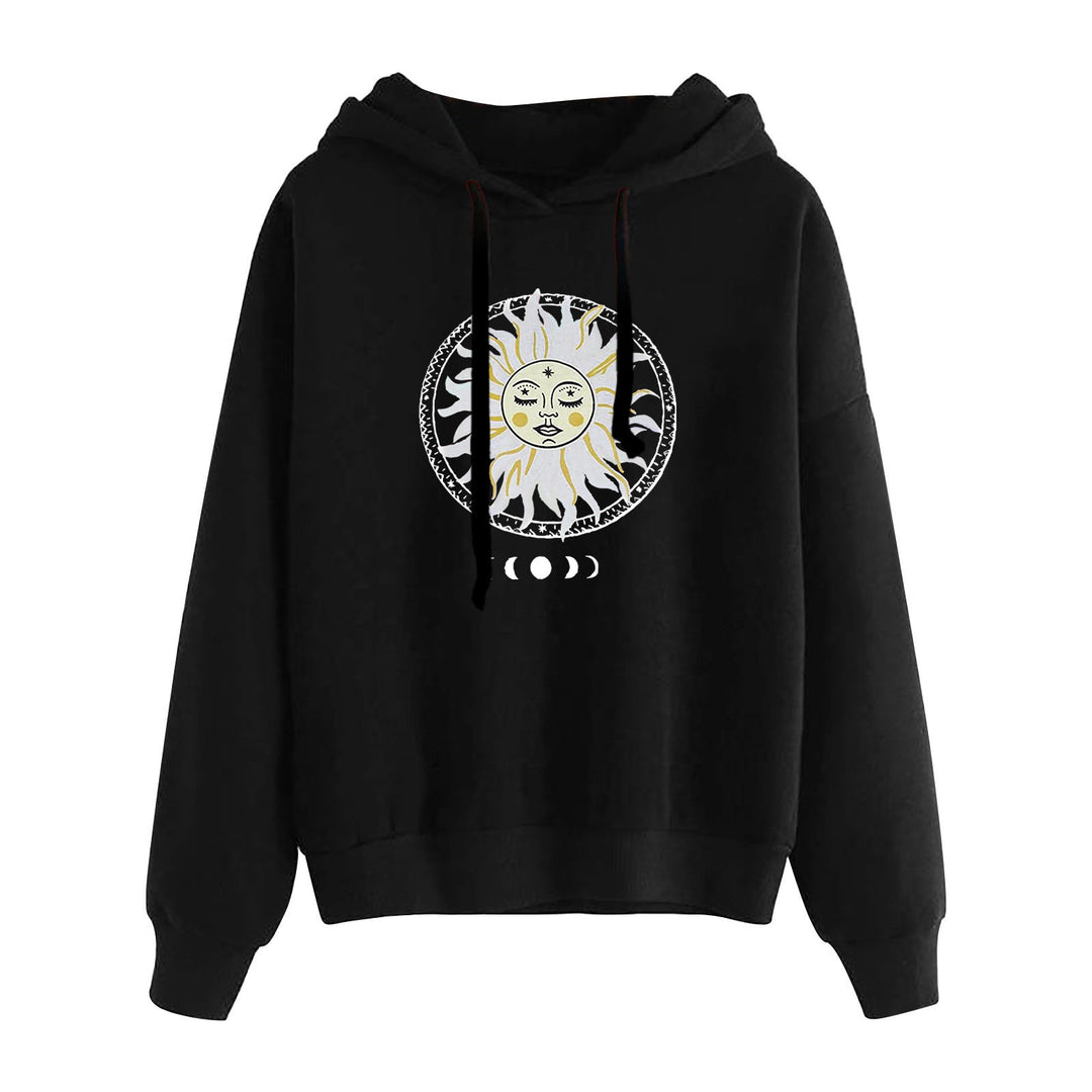 Damen nan lässiger Oversize Kapuzenpullover mit Herz‑und‑Pfotenprint, Kordelzug und gerippten Bündchen Drune