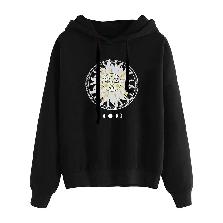Damen nan lässiger Oversize Kapuzenpullover mit Herz‑und‑Pfotenprint, Kordelzug und gerippten Bündchen Drune