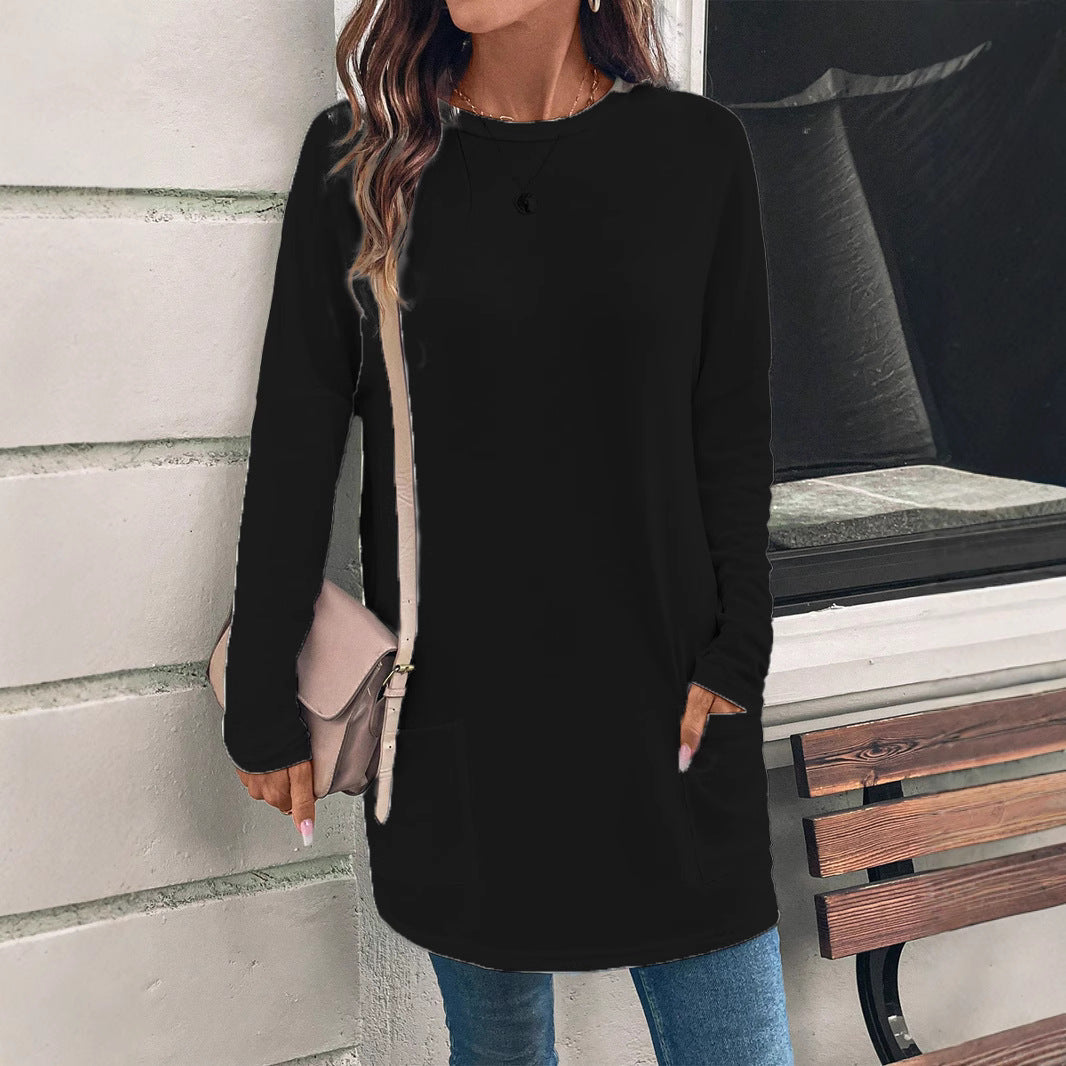 Drune | Sweatshirt - Relaxed Fit - Baumwollmischung - Tunika-Länge - Rundhalsausschnitt - Hüfttaschen