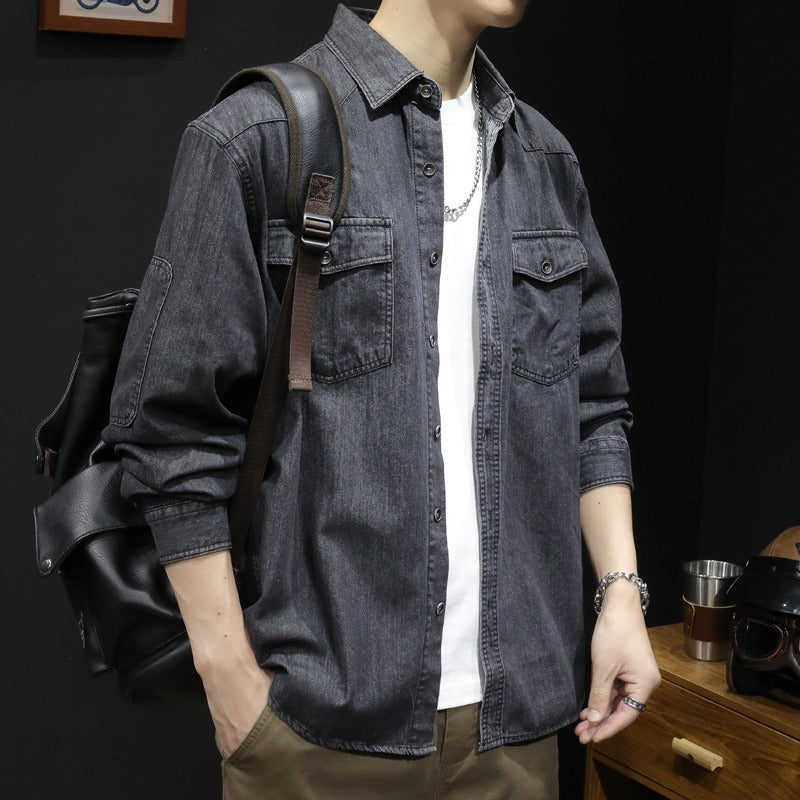 Herren lässige Denim-Hemdjacke mit praktischen Brusttaschen und modernem Schnitt Drune