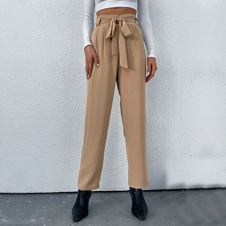 Damen Hochtaillierte Hosen mit Bindegürtel Drune