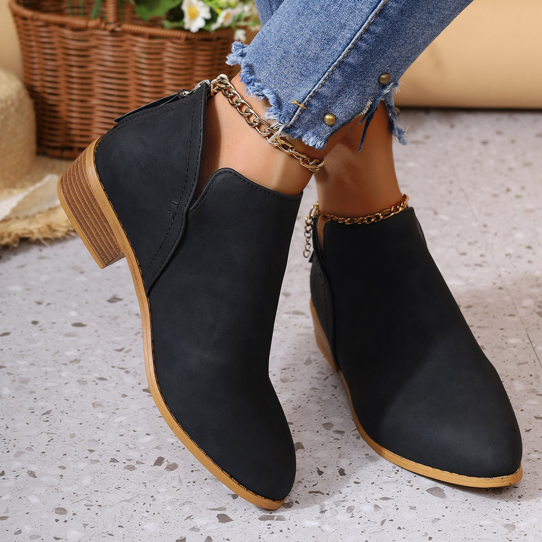 Damen elegante Stiefeletten mit modischem Slip-On Design und komfortablem Blockabsatz Drune