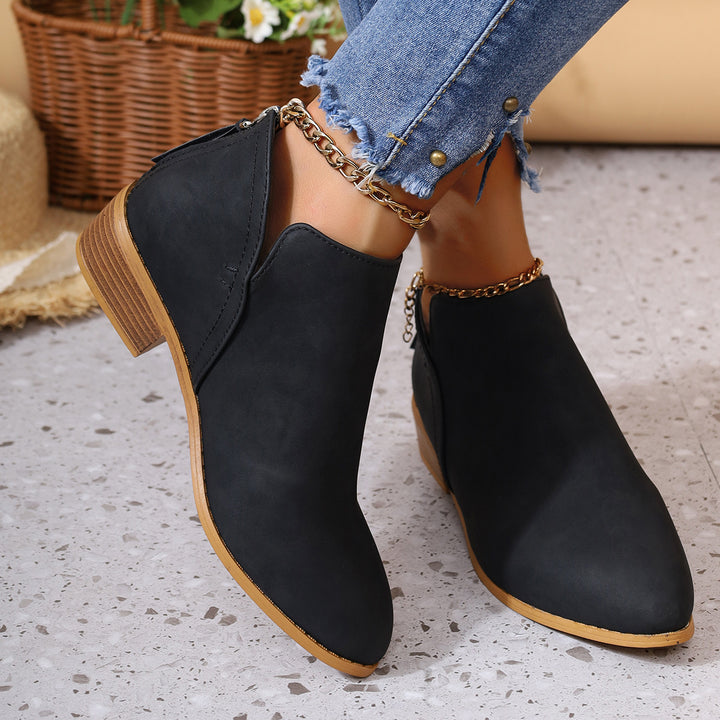 Damen elegante Stiefeletten mit modischem Slip-On Design und komfortablem Blockabsatz Drune