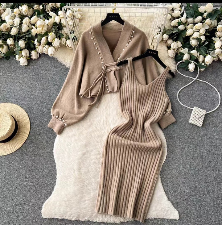 Damen Elegantes Strickset mit Rib-Design Drune