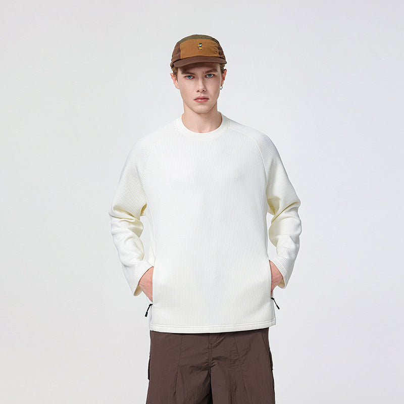 Herren Waffelstruktur-Thermo-Sweatshirt mit Raglanärmeln und Reißverschlusstaschen Drune