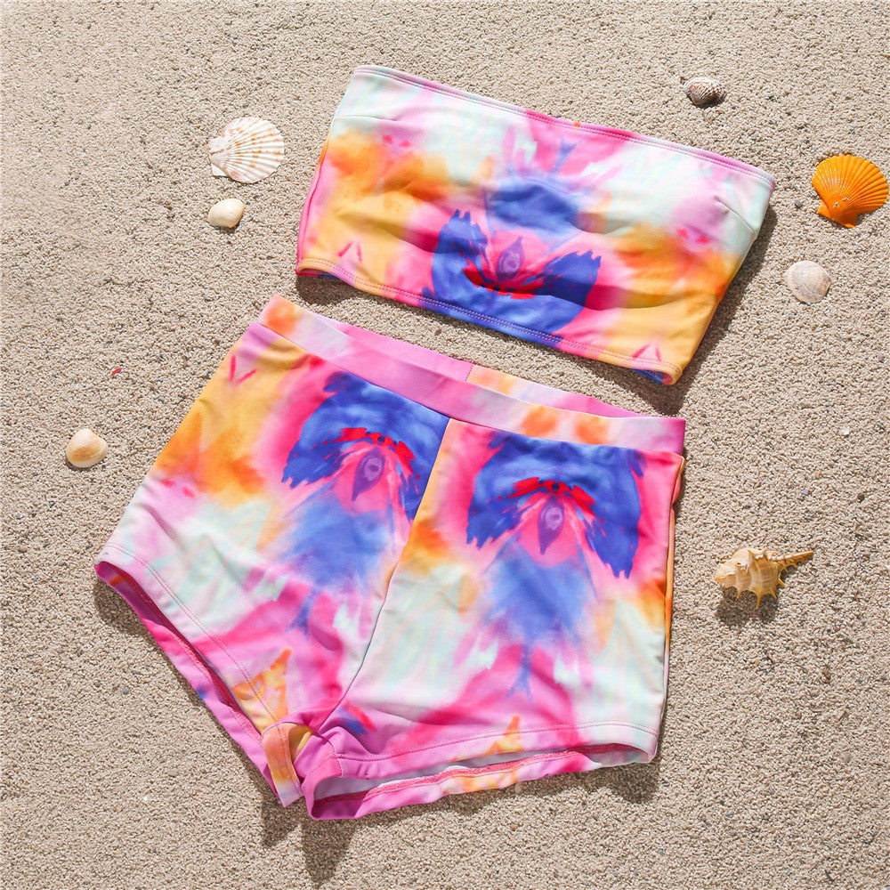 Damen Hochgeschnittener Bikini-Set mit modernem Batikdesign Drune