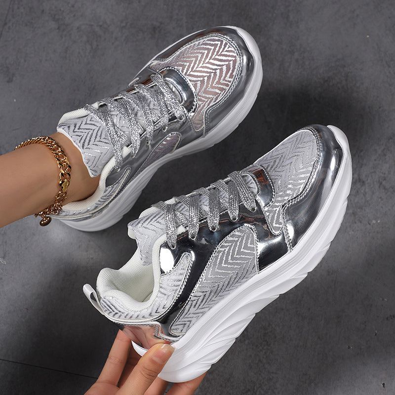 Damen nan glamouröser auffälliger Sneaker mit Glitzerpaneelen jacquardgewebtem Obermaterial und ergonomischer Wellenlaufsohle Drune