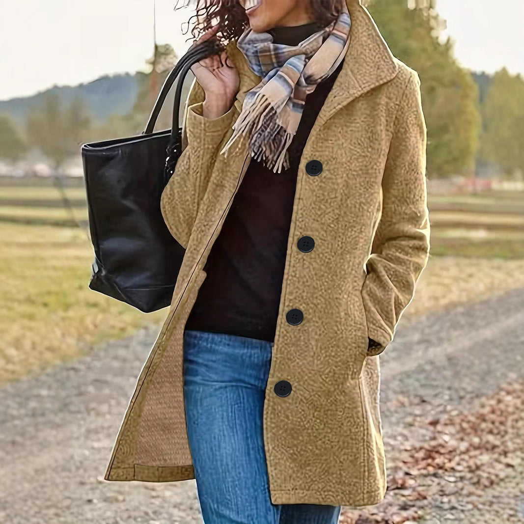 Damen nan taillierter Wollmix-Mantel mit großer Knopfleiste und Eingrifftaschen Drune