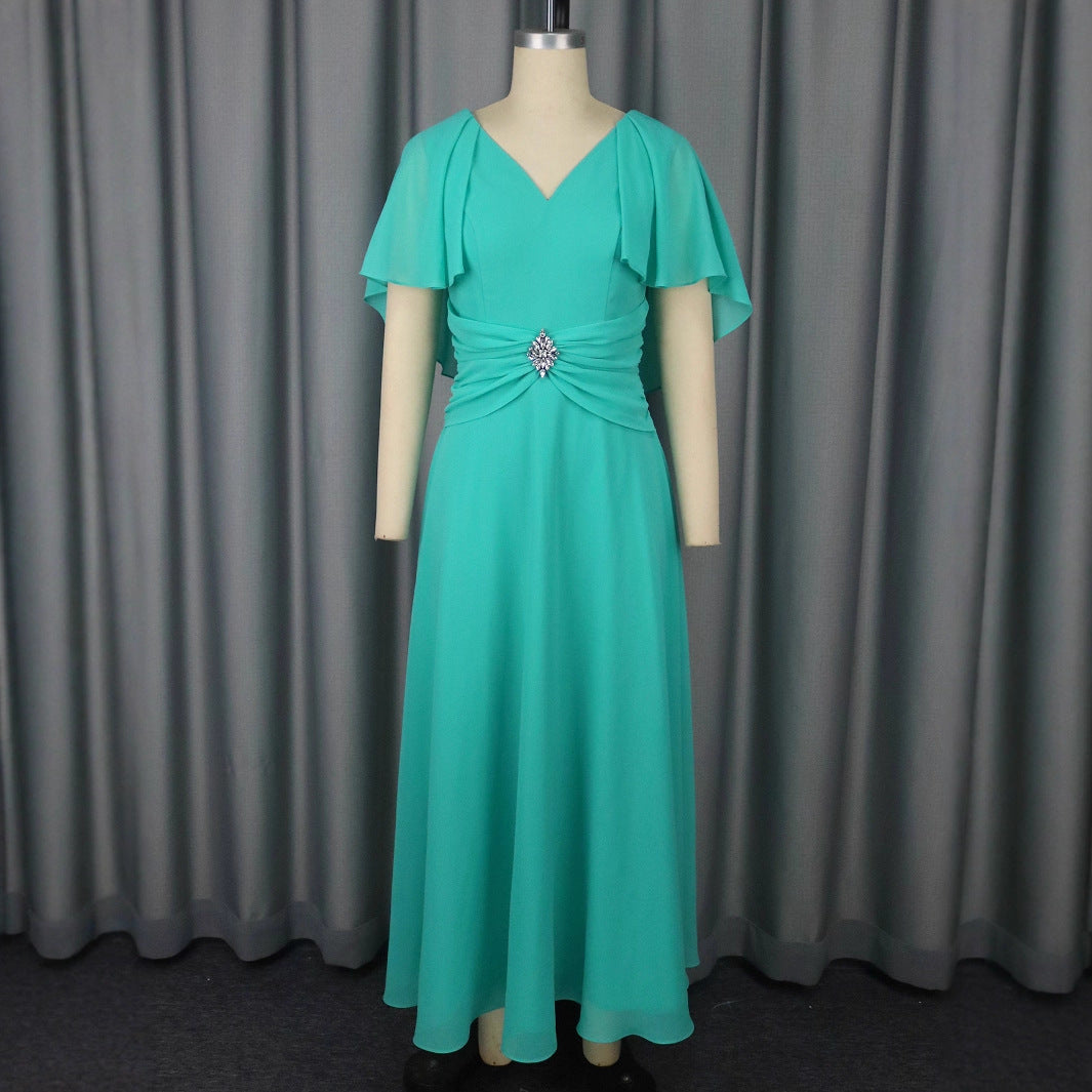 Damen elegantes Maxikleid mit Blütenapplikationen Drune