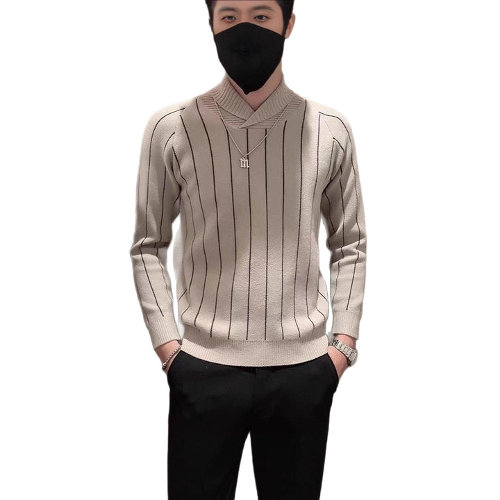 Herren Eleganter Strickpullover mit Stehkragen Drune