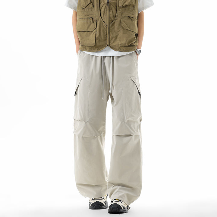 Herren Weite technische Cargo-Freizeithose mit Tunnelzug, Multifunktionstaschen & Outdoor‑Performance Drune