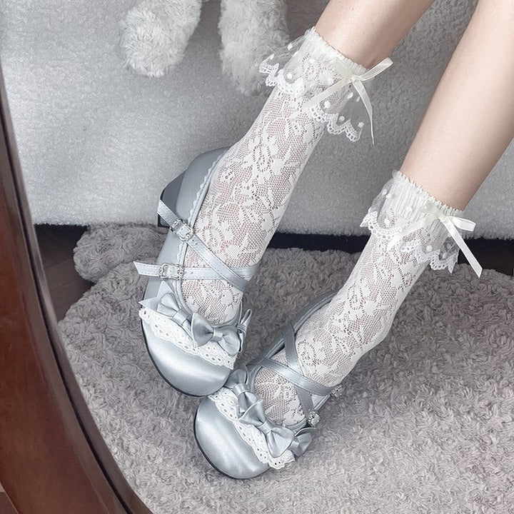 Damen elegante Mary Jane Ballerinas mit modischem Schleifenverzierung Drune