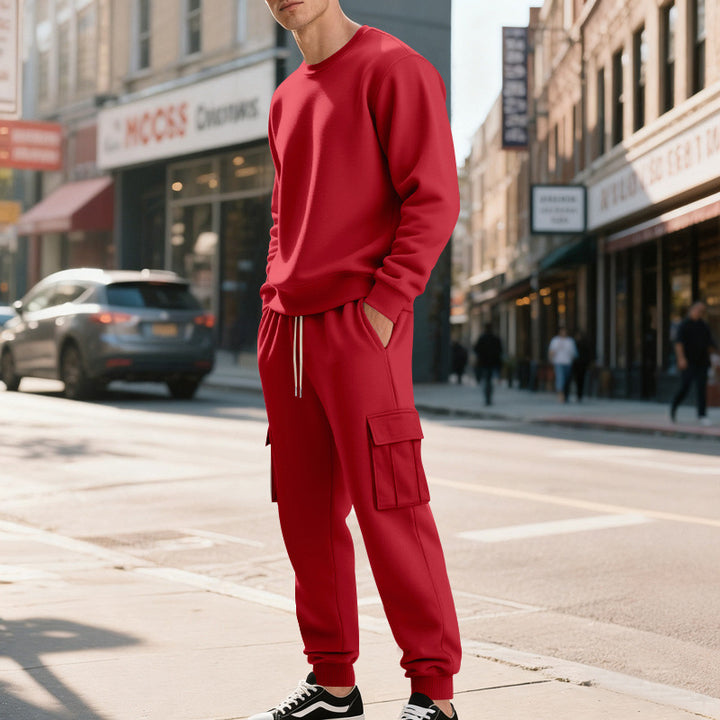 Herren Utility-Cargo-Jogger aus French Terry mit Mehrfachklappen & Tunnelzug Drune