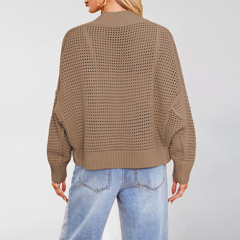 Damen luftige Strickjacke mit offener Front und strukturiertem Muster Drune