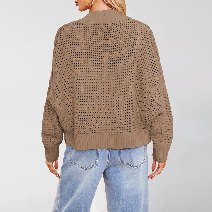 Damen luftige Strickjacke mit offener Front und strukturiertem Muster Drune