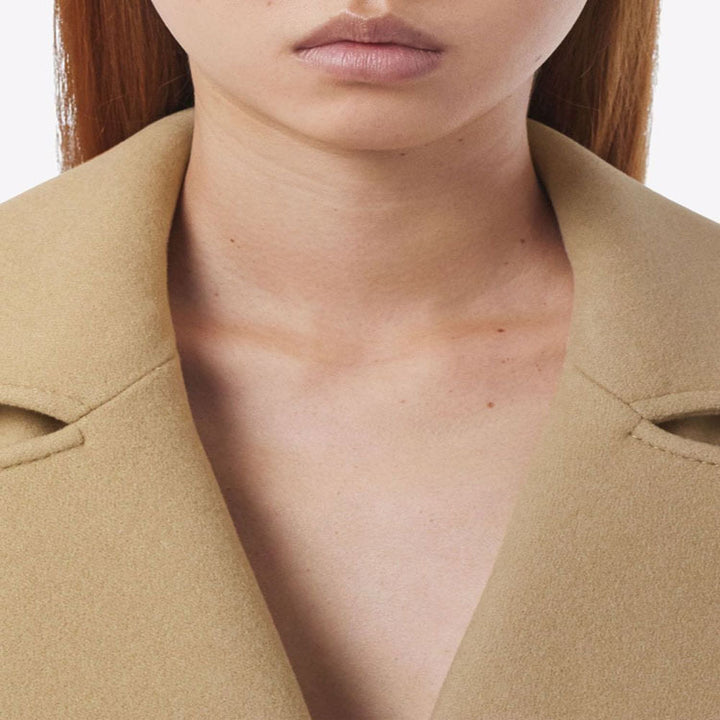 Damen Midilanger Wollmix-Longcoat mit doppelter Schulterpasse, Pattentaschen und dezenter Taillierung Drune