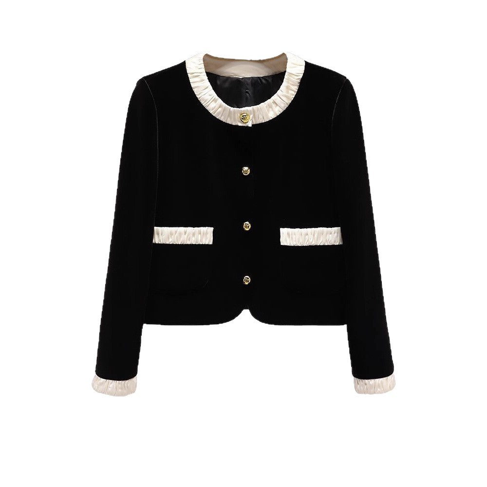 Damen Kurzjacke mit eleganter Rüsche Drune