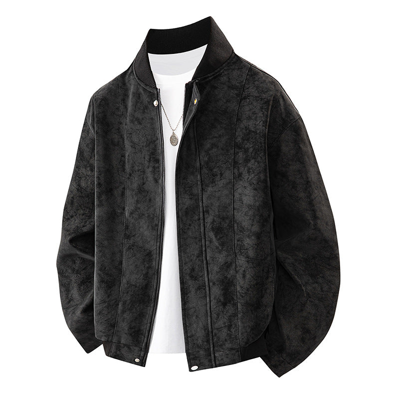 Herren Lässige Velourslederjacke Drune
