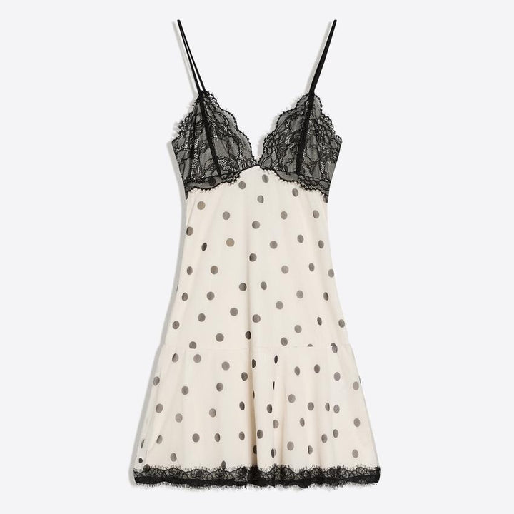 Damen Spitzenkleid mit Punkten und romantischen Details Drune