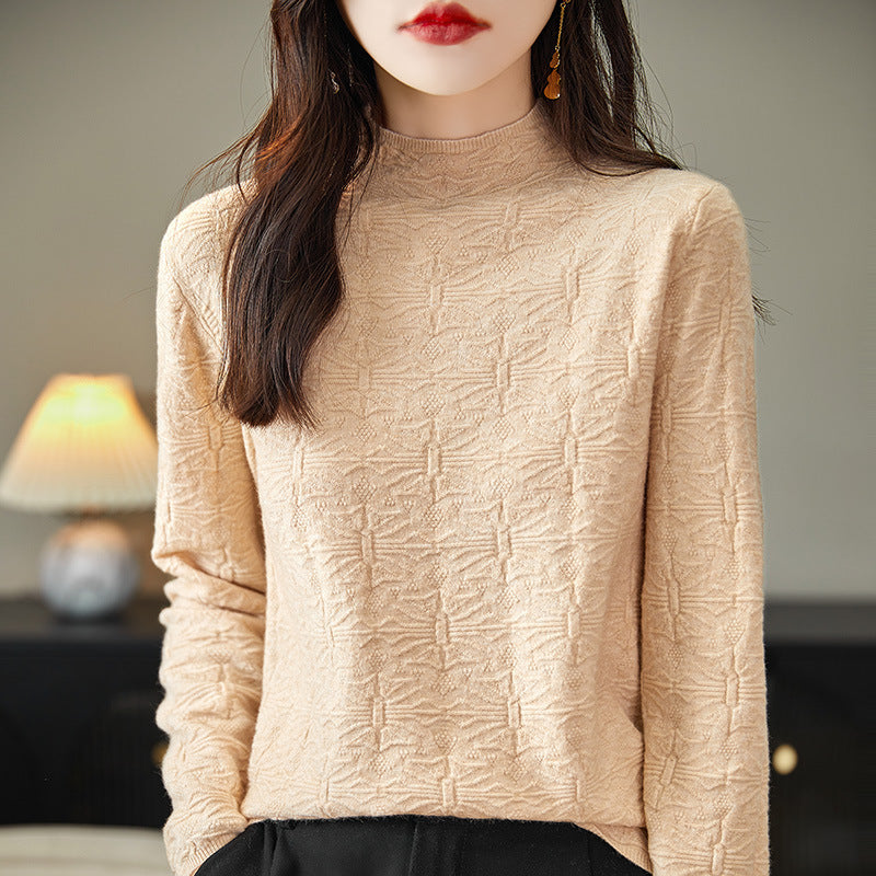 Damen Strukturiertes Feinstrick-Longsleeve mit Stehkragen und kastiger Silhouette Drune