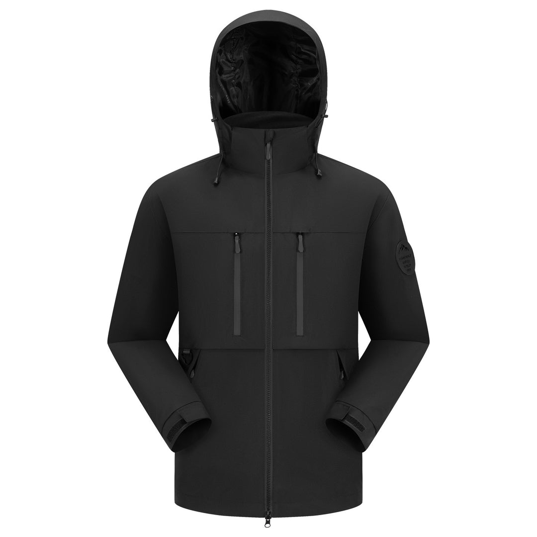 Herren Wasserdichte atmungsaktive Softshell Outdoorjacke mit verstellbarer Kapuze Drune
