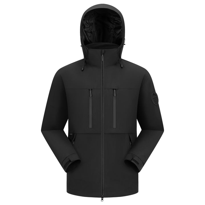Herren Wasserdichte atmungsaktive Softshell Outdoorjacke mit verstellbarer Kapuze Drune