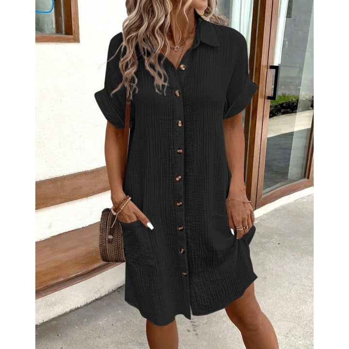 Damen Hemdkleid mit Knopfleiste und praktischen Taschen Drune