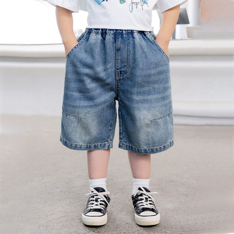 Unisex lässige Denim-Shorts mit hohen Seitentaschen Drune