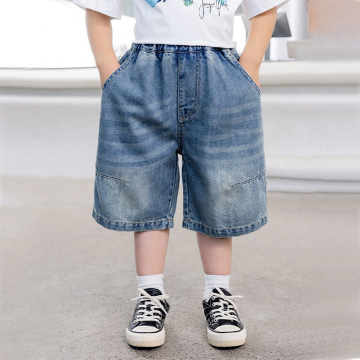 Unisex lässige Denim-Shorts mit hohen Seitentaschen Drune