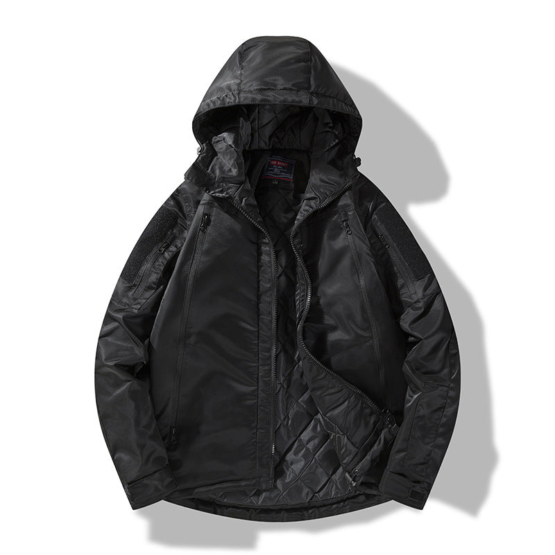 Herren gesteppte taktische Winterjacke mit Kapuze und wasserabweisendem Außenmaterial Drune