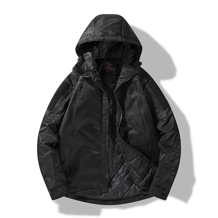 Herren gesteppte taktische Winterjacke mit Kapuze und wasserabweisendem Außenmaterial Drune