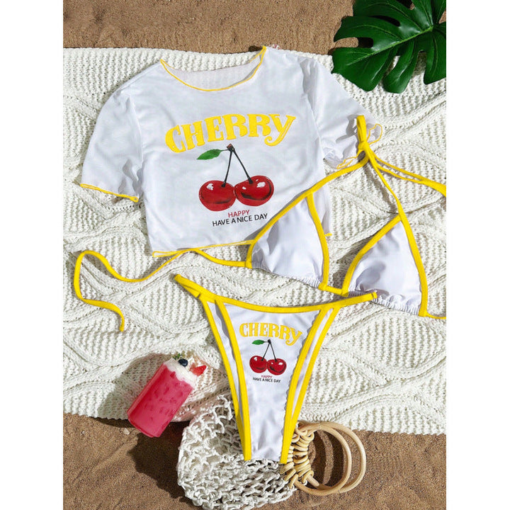 Damen Crop-Top Bikini-Set mit sportlichem Schnitt und Brasil-Print Drune