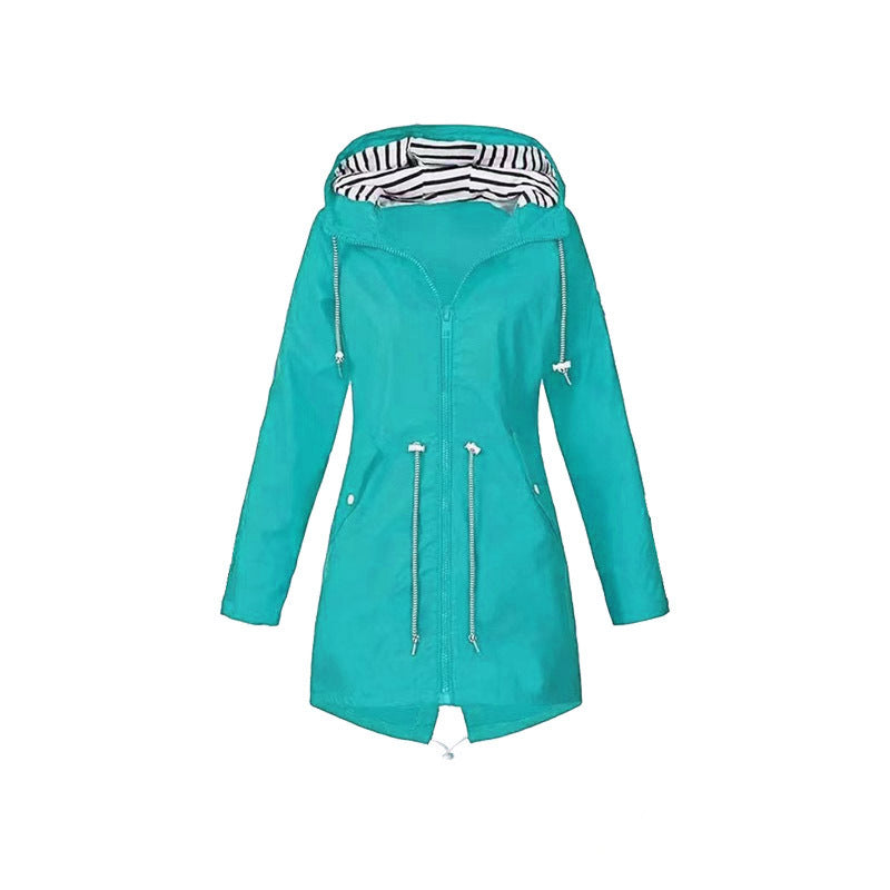 Drune | Damen Wasserdichte Regenjacke Mit Kapuze Und Blumenmuster | Perfekt Für Outdoor Aktivitäten