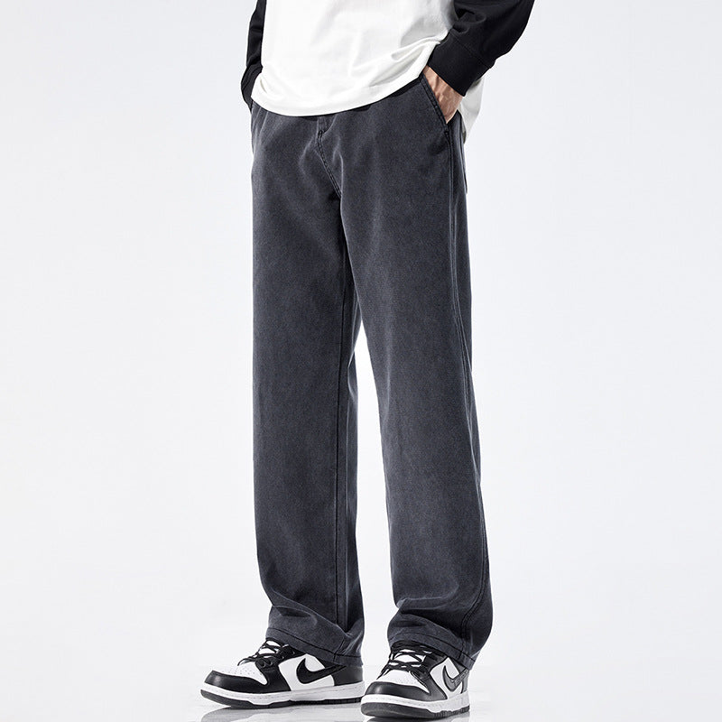 Herren Locker geschnittene Jeanshose mit Vintage-Waschung und geradem Bein Drune