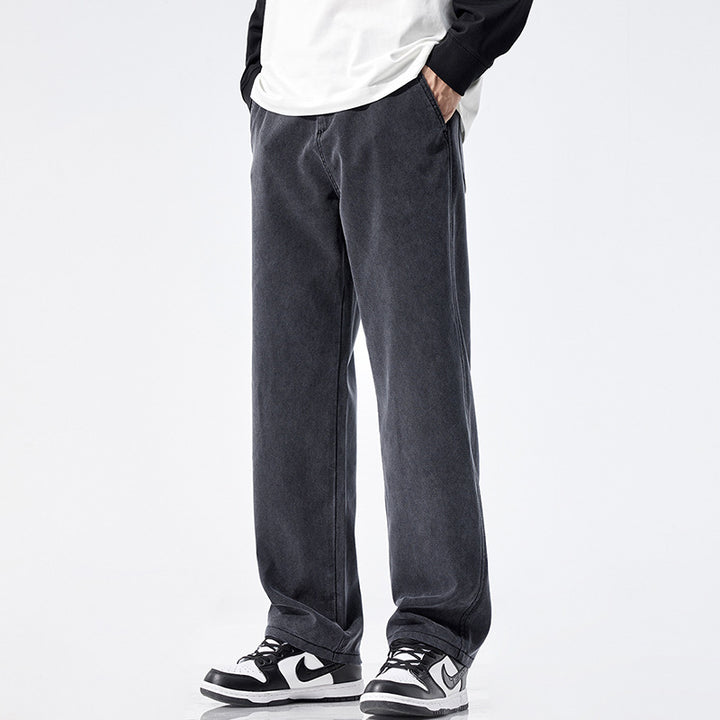 Herren Locker geschnittene Jeanshose mit Vintage-Waschung und geradem Bein Drune