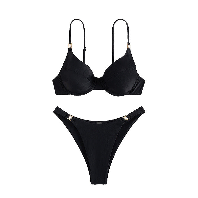 Damen Push-Up Bikini mit modischem Gold-Detail Drune