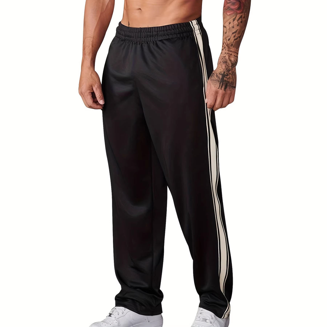 Herren Sportliche Trainingshose mit seitlichem Tape-Streifen und elastischem Bund Drune