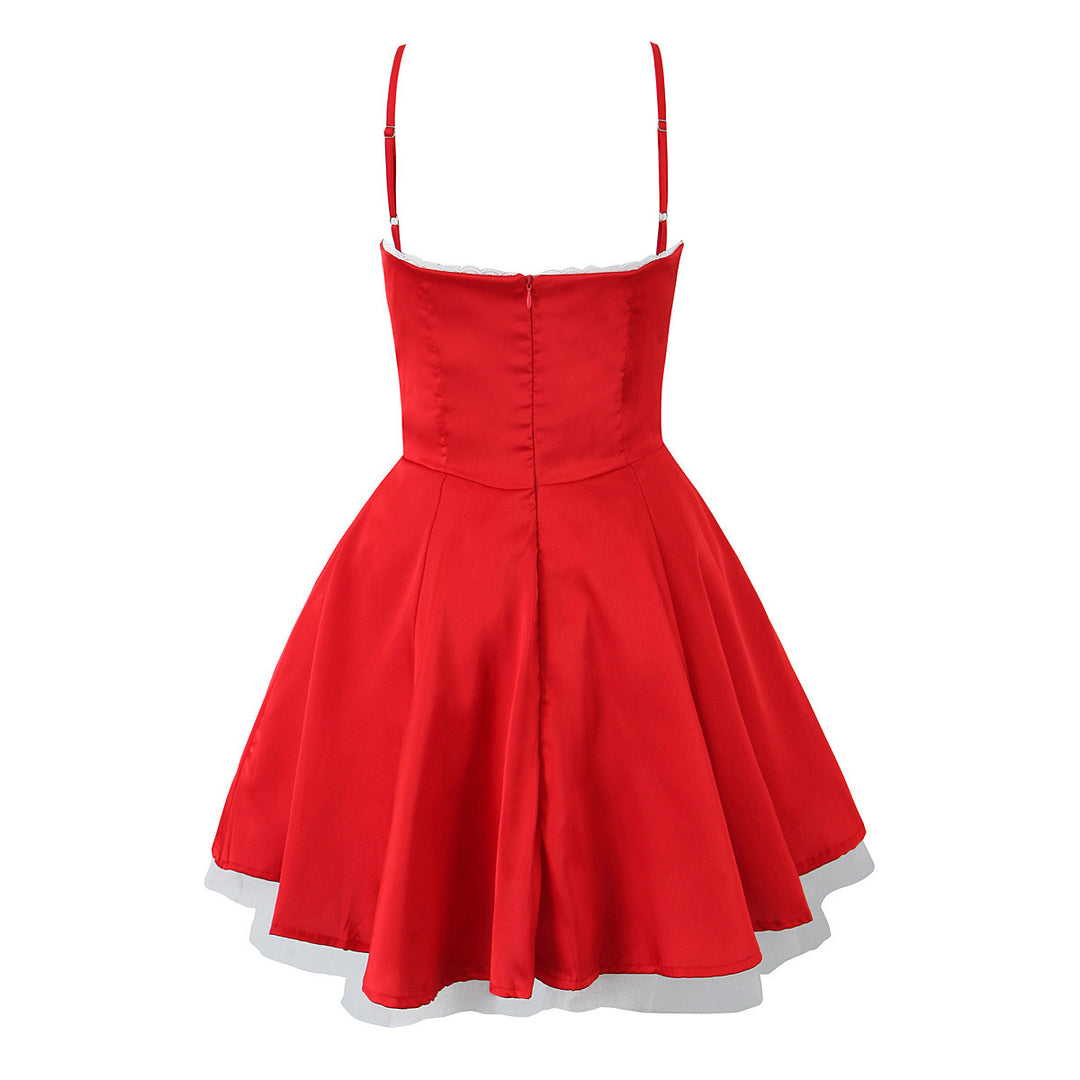 Damen romantisches Spitzenkleid mit trägerlosem Design Drune