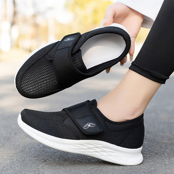 Damen sportliche und atmungsaktive Slipper mit Klettverschluss Drune