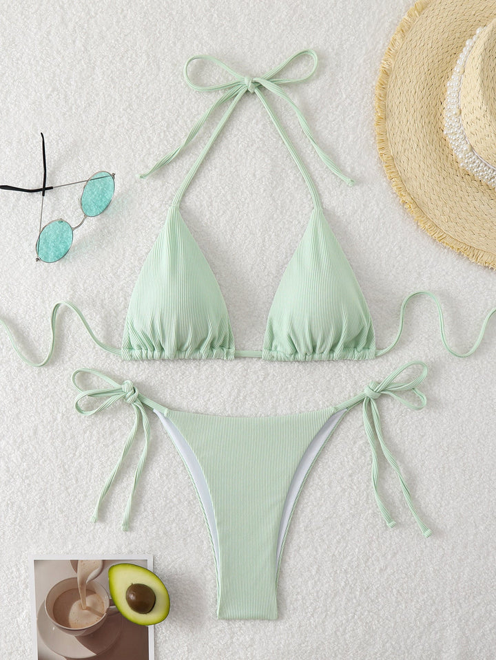 Damen Triangel-Bikini mit verstellbaren Riemen und raffinierten Details Drune