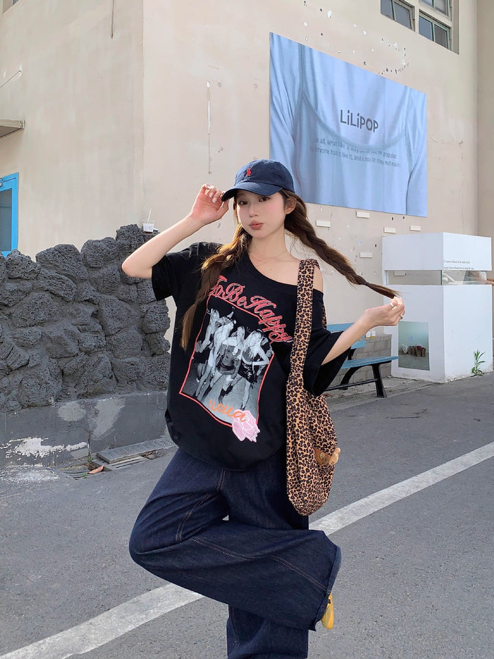Damen Oversized T-Shirt Kleid mit kreativem Grafikdruck Drune