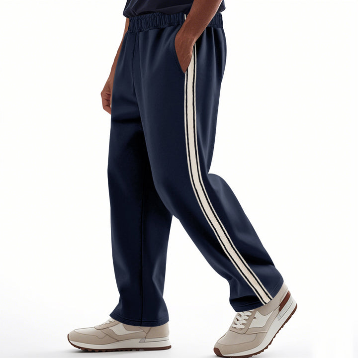 Herren nan weite Relax-Trackhose im Retro-Stil mit doppelter Seitenpaspel und elastischem Komfortbund Drune