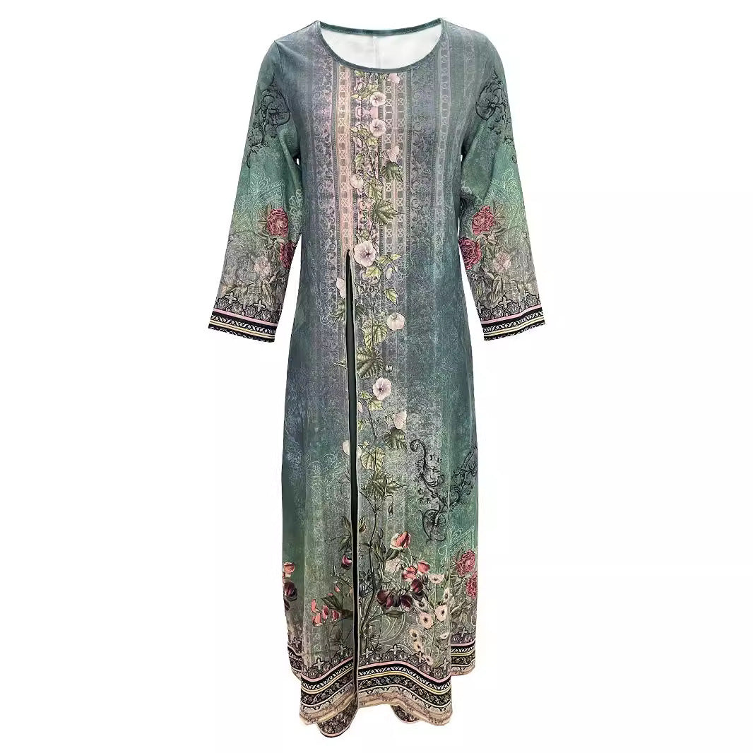 Damen elegantes Jumpsuit mit floralem Überwurf und weitem Bein Drune