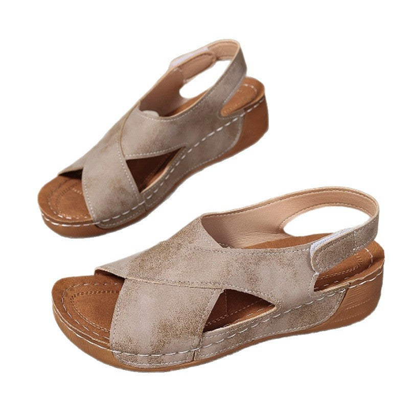 Damen Bequeme orthopädische Sandalen mit verstellbarem Fersenriemen Drune