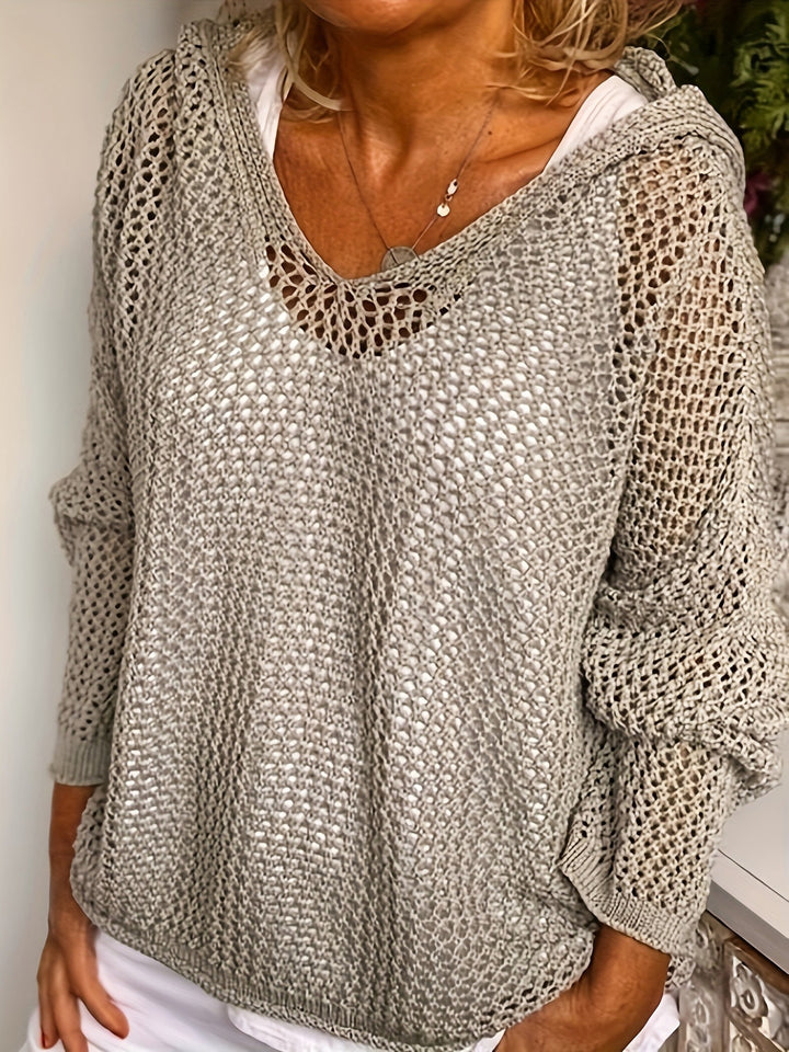Damen leichter Strickpullover Hoodie Drune