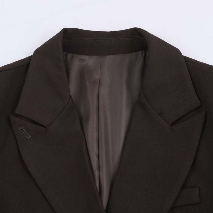Damen Taillierter Longline-Blazer mit fallendem Revers und Ein-Knopf-Verschluss Drune